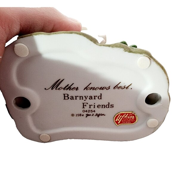 Lefton Figurine Trinket Pig Piglet Farmhouse Farm Mother Knows Best Vtg w/ Base - Picture 10 of 11